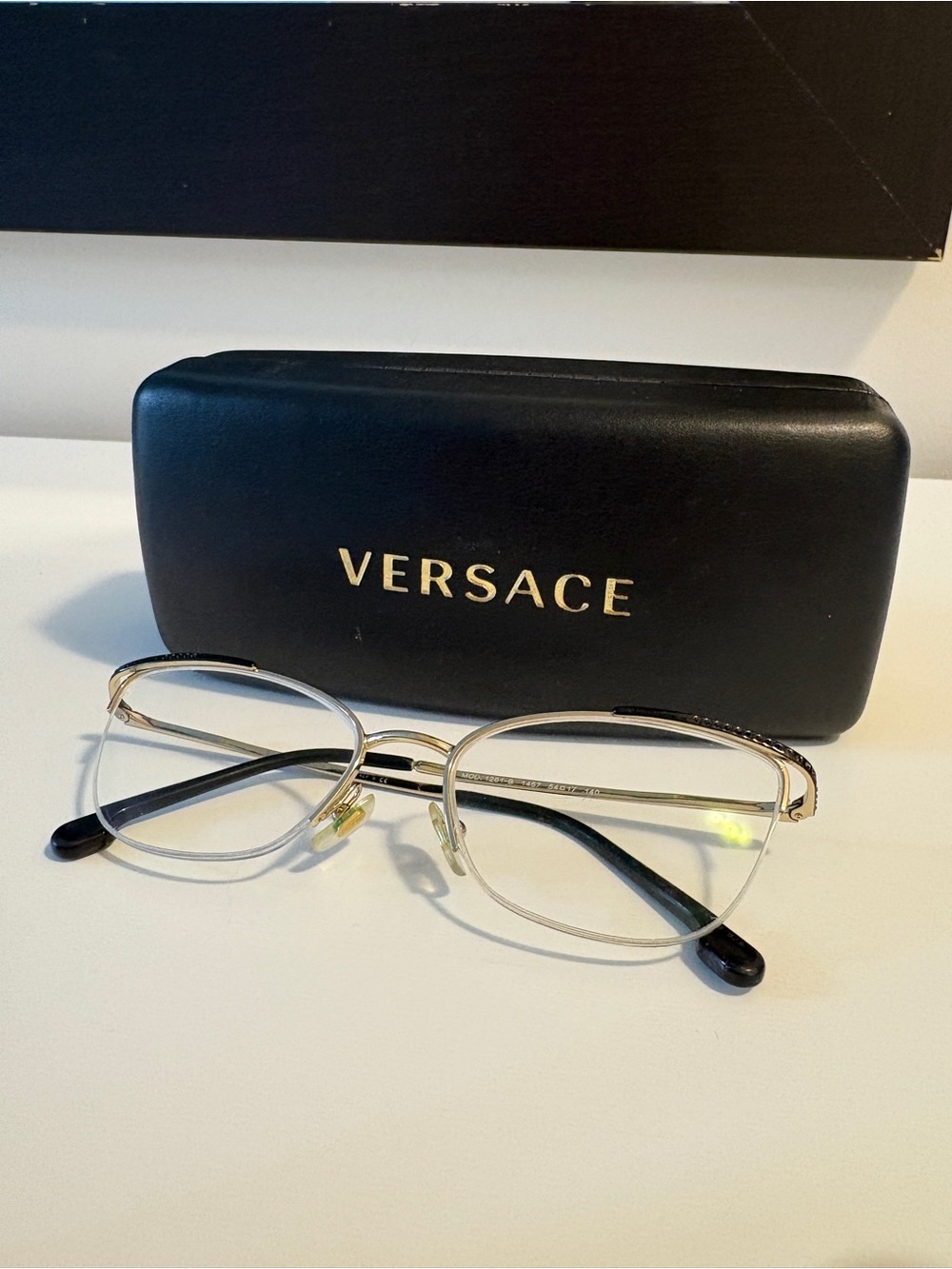 Versace Gold and Black Women's Metal Eyeglass Frames